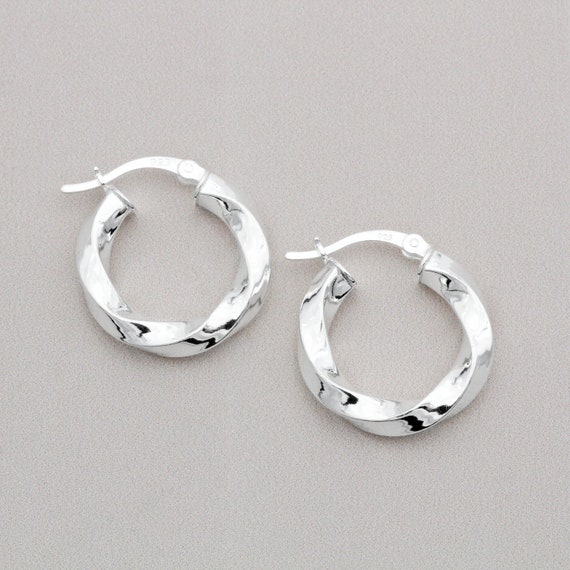 Sterling Silver Twisted Hoop Earrings - Etsy