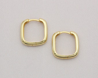 Sterling Silver and 18ct Gold Vermeil Square Hoop Earrings