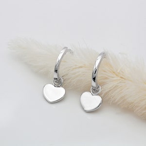 Sterling Silver Heart Huggie Hoops