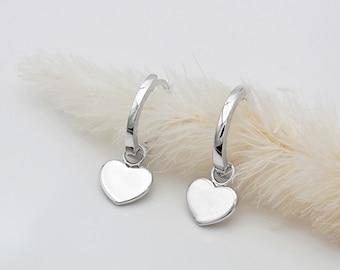 Sterling Silver Heart Huggie Hoops