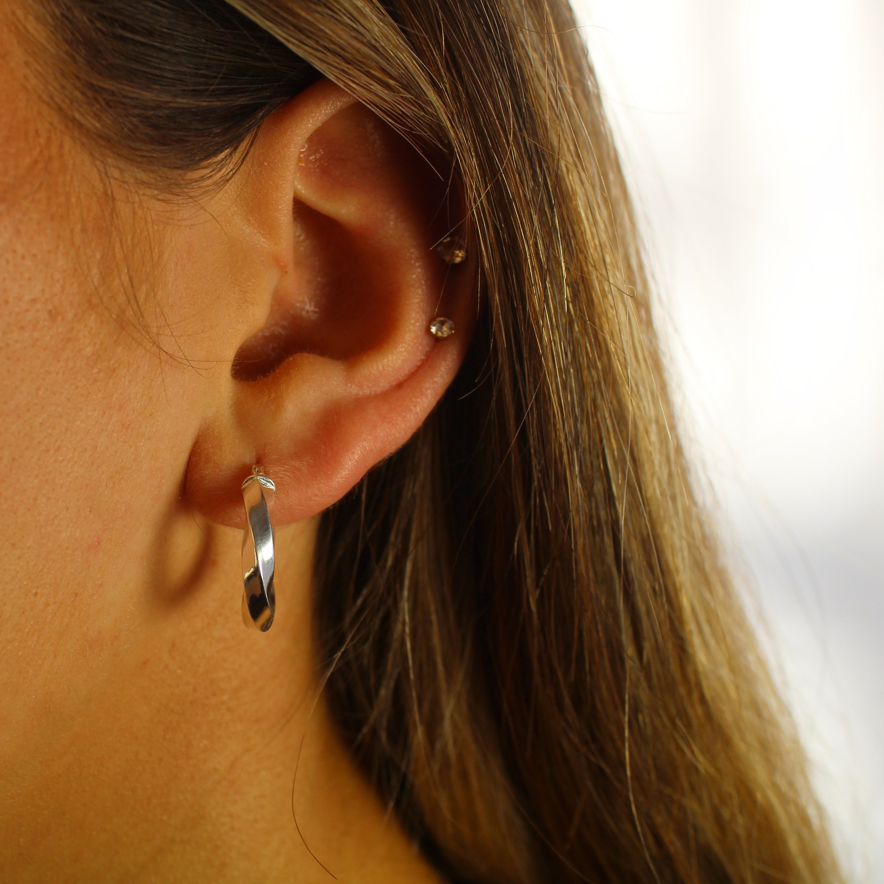 Sterling Silver Twisted Hoop Earrings - Etsy
