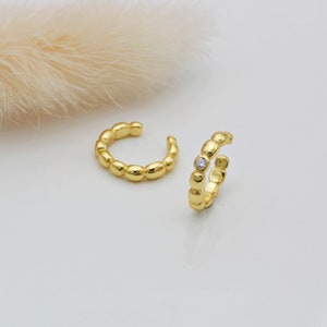 18ct Gold Vermeil or Sterling Silver and Cubic Zirconia Beaded Ear Cuffs
