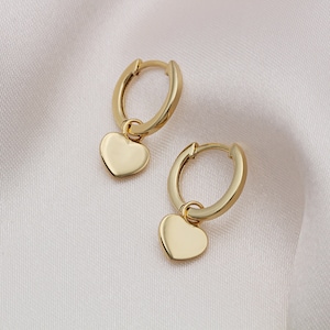 18ct Gold Vermeil Heart Huggie Hoops