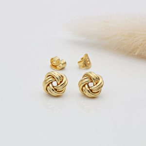 Yellow Gold Plated Sterling Silver Knot Stud Earrings