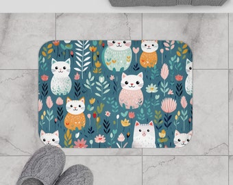 Cat Bath Mat, Cat Bathroom Decor, Cat Lover Gift, Cute Cat Bath Mat, Cat Lover Bath Mat, Housewarming Gift, Cat Mom Gift, Cat Dad Gift