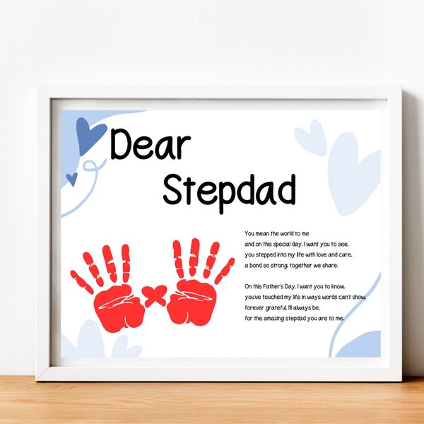 Father’s Day step dad gift, Handprint keepsake, Handprint art, DIY gift for step dad