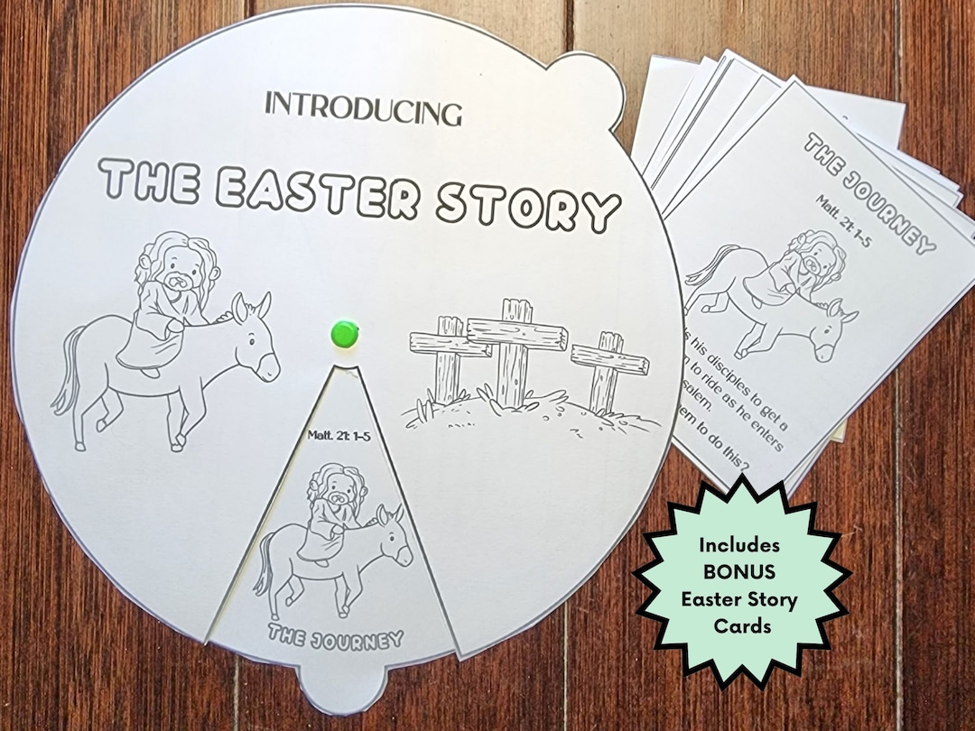 The Easter Story Coloring Spinner Wheel Easter Activities for Etsy