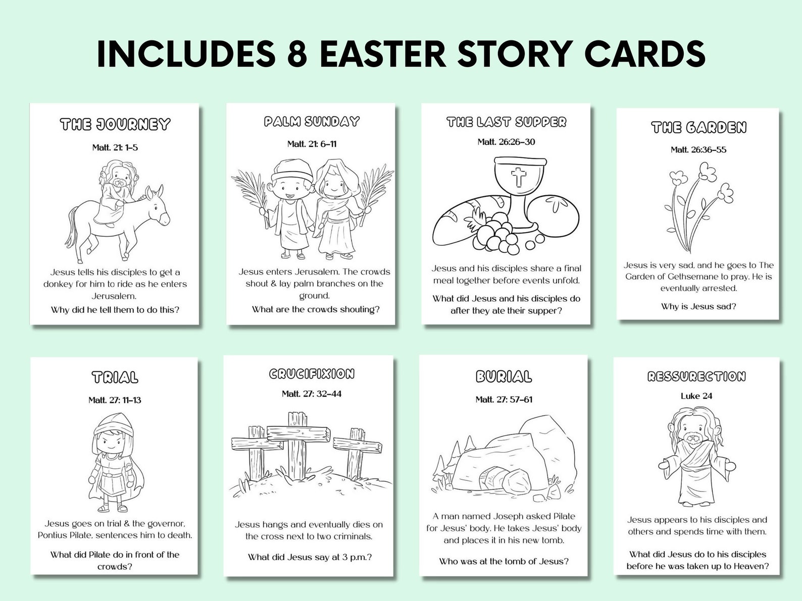 The Easter Story Coloring Spinner Wheel, Easter Activities for Kids
