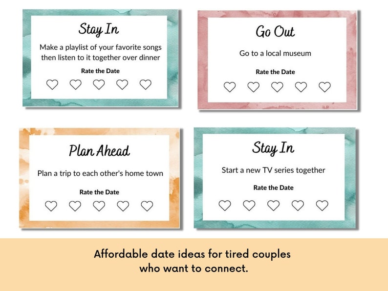 Date Night Idea Cards, 80 Affordable Date Ideas, Personalize in Canva, Quality Time Gift Etsy