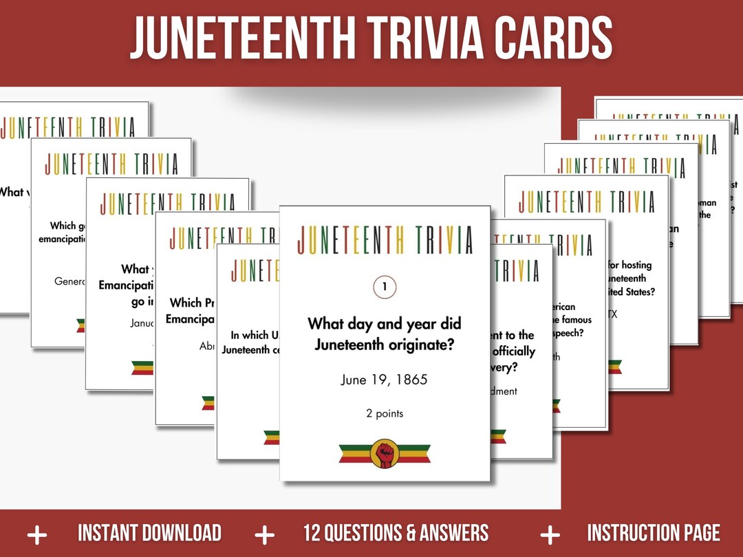 Juneteenth Trivia Cards, Juneteenth Games, Family Reunion Games ...