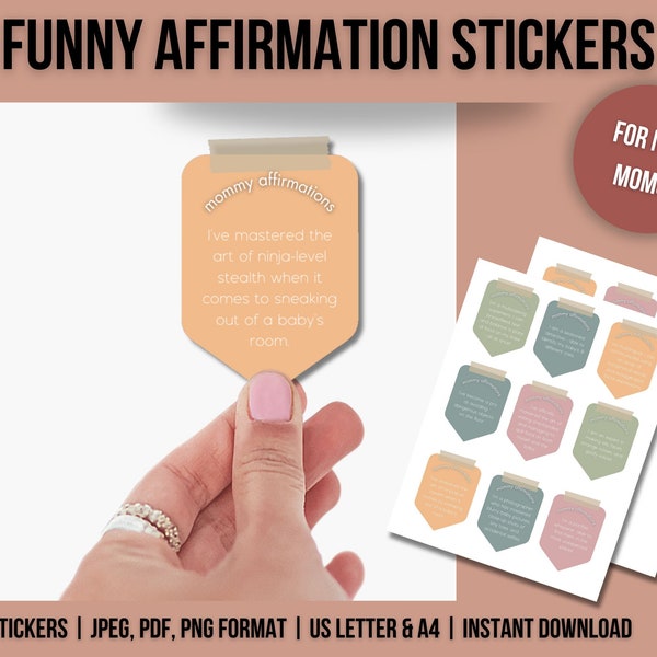 Affirmation stickers, first time mom gift, sarcastic stickers, mirror stickers, new mom gift box, self care stickers