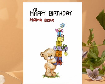 Happy Birthday Mama Bear Card | Birthday Card For Mum | Handmade Card | Cute Card