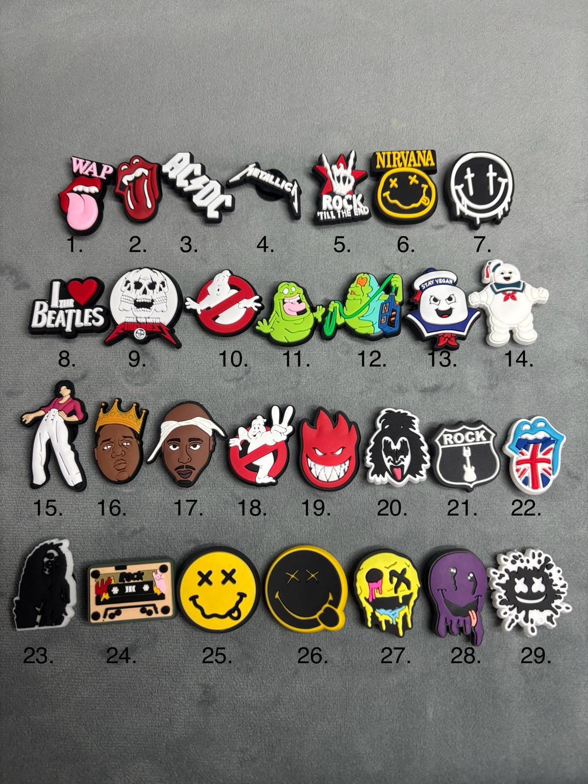 Croc Shoe Charms Kiss Nirvana Ghostbusters Rock - Etsy