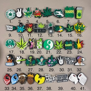 Croc Shoe Charms Crocs Pvc rubber, weed, smoking, chill 420, leaf cool