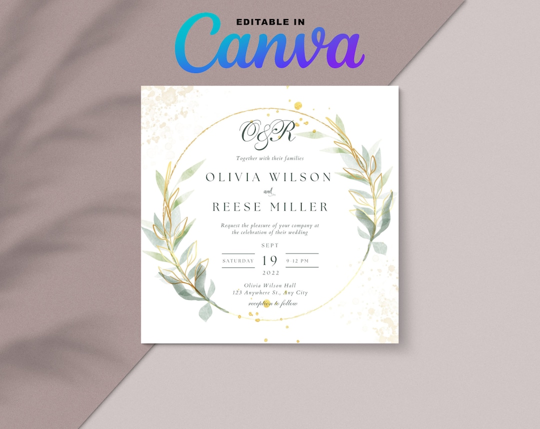 Wedding Invitation Canva Template, Canva Wedding Invitation Template