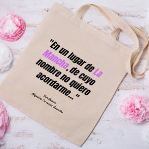 Don Quixote frase Espanol - Canvas Tote Bag - Book quotes Canvas Tote Bag - Shopping Cotton Tote Bag - Natural Tote Bag - Gift For Readers