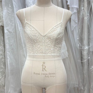 Mono de novia separado con lunares de encaje, perfecto para vestido de novia boho, body para todos los eventos.
