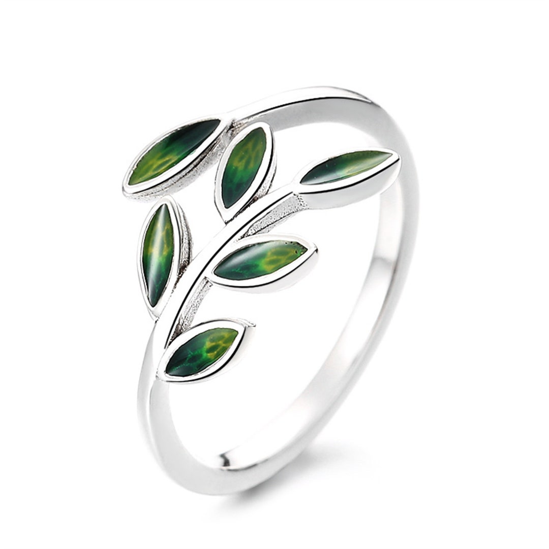 Olive Branches Green Leaf Ring/925 Silver Ring/leaf Etsy UK