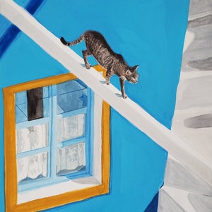 Walking Cat/ Cat Art Print/ 8x10 Art Print