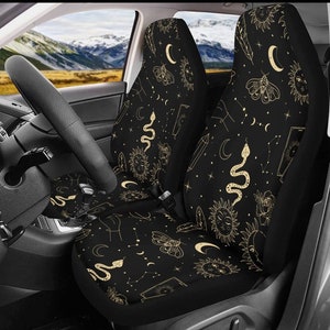 Witchy Car Seat Cover Set Front Rear, Celestial Car Accessories, Mystical Car Gift for the Spiritual Lovers, Galaxy Car Decor, Occult Gift