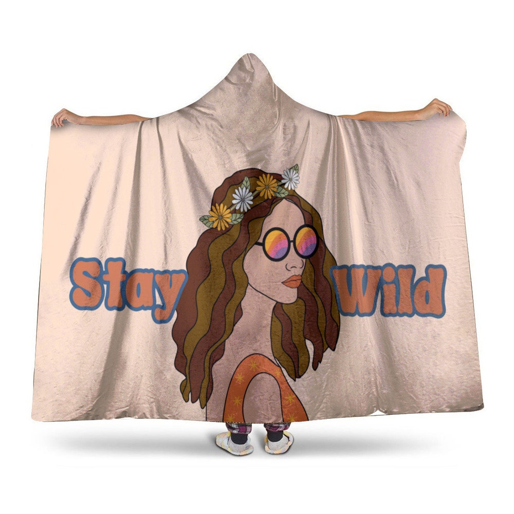 Snorider Design Boho Hooded Blanket, Outdoor Camping Blanket For Her, Dorm Gift, Retro Festival Hoodie Blanket, Winter Blanket Gifts, Galentines Day Gift