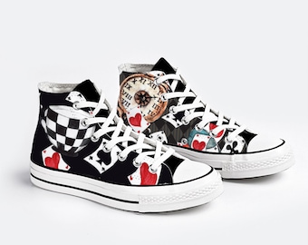 Alice in Wonderland Sneakers: Mad Hatter Steampunk Vegan Shoes