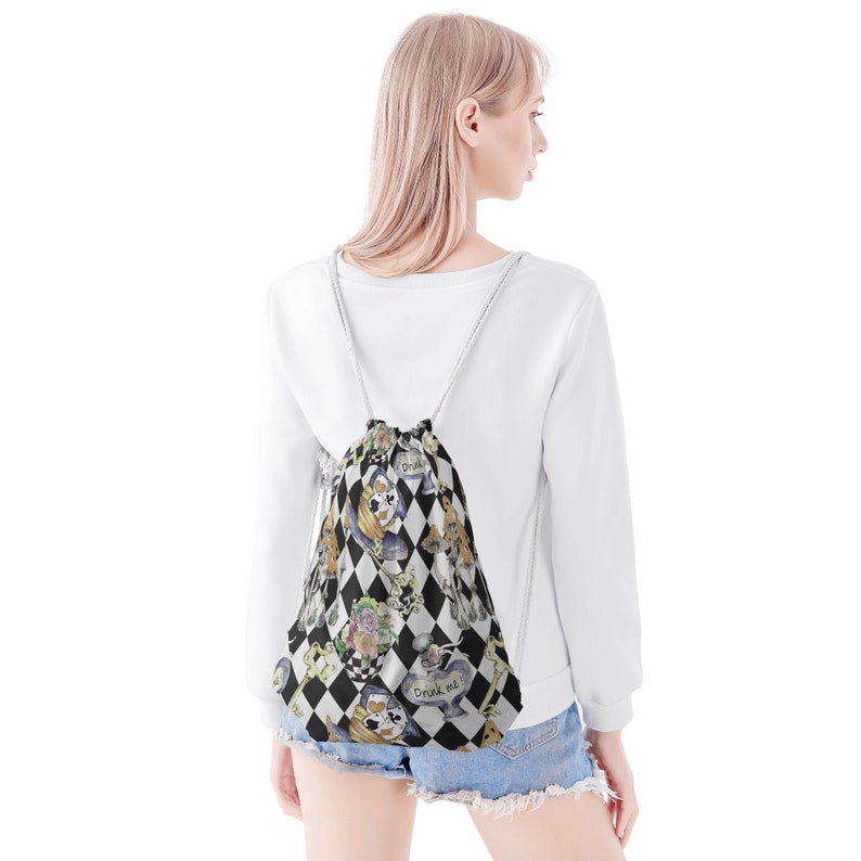 Alice in Wonderland Mens Bomber Jacket: Steampunk Casual Jacket + Drawstring Bag image 8