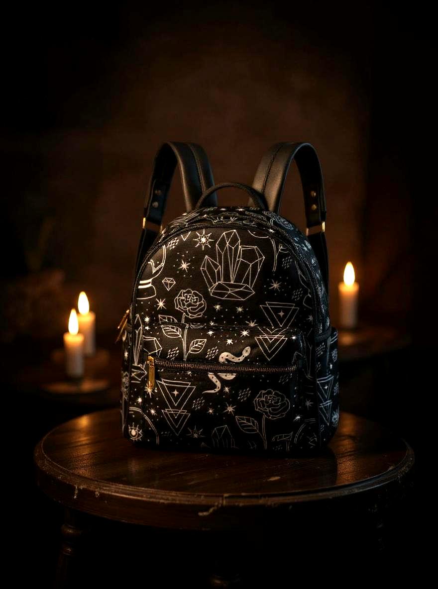 Black Witchy Mini Backpack: Goth Celestial Purse - Etsy display picture 1