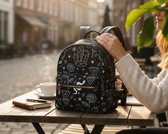 Black Witchy Mini Backpack: Goth Celestial Purse