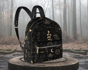 astrology mini backpack Celestial Moon & Star Astrology Mini Backpack, Black Witchy Goth Travel Bag  Collection Set