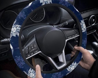 Celestial Blue Steering Wheel Covers: Sun and Moon Boho Auto Accessories for Mystic Lovers