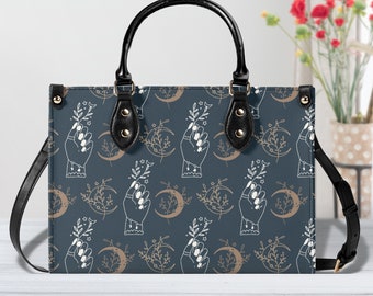 Celestial Moon Tote Bag: Boho Witchy Satchel Handbag