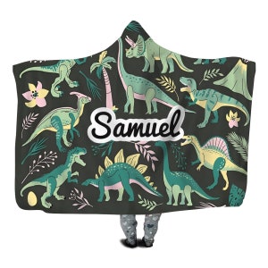 Snuggle Hoodie for Boys,  Dinosaur Blanket for Kids, Personalized Dinosaur Hoodie Blanket for Children, Birthday Gift for Boys