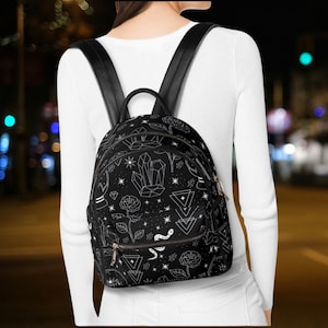 Black Witchy Mini Backpack: Goth Celestial Purse