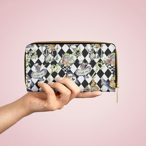 Alice in Wonderland Wallet: Checkered Faux Leather Purse