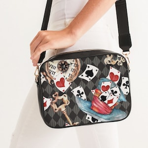 Alice in Wonderland Crossbody Bag, Steampunk Checkered Bag, Alice Cosplay Bag