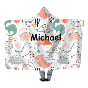 Dinosaur Blanket Hoodie for Children, Kids Oversized Hoodie, White kids dragon Hooded blanket, Kids Snuggle Hoodie, Winter gift for boys