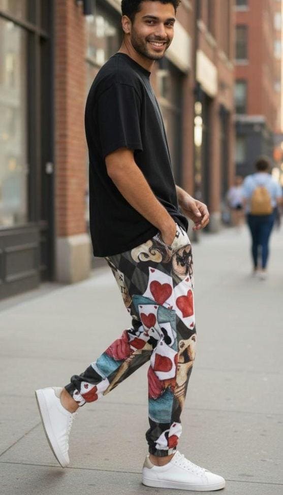 Alice in Wonderland Track Pants: Checkered Steampunk Print