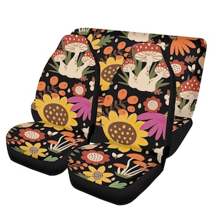 Cottagecore Car Seat Cover Set, Floral Full Set Seat Covers for Cars and SUV, Interior Car Decor, Gift for Moms/ Wife
