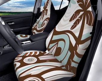 Retro Hawaiian Palm Trees Car Seat Covers: Surf Beach Auto Accessories