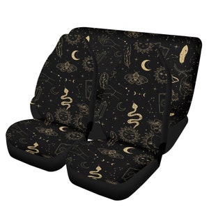 Witchy Car Seat Cover Set Front Rear, Celestial Car Accessories, Mystical Car Gift for the Spiritual Lovers, Galaxy Car Decor, Occult Gift