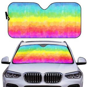 Rainbow Car Sun Shade, Car Visor Cover, LGBTQ Pride Gift, Car Accessories for New Car Driver, Boho Windshield Protector