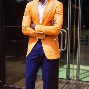 Mens orange sports coat top