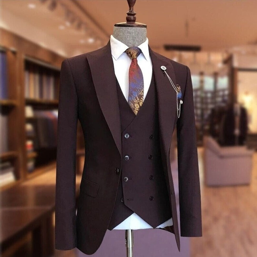 Men Burgundy Suits 3 Piece Formal Fashion Suits for Men Etsy