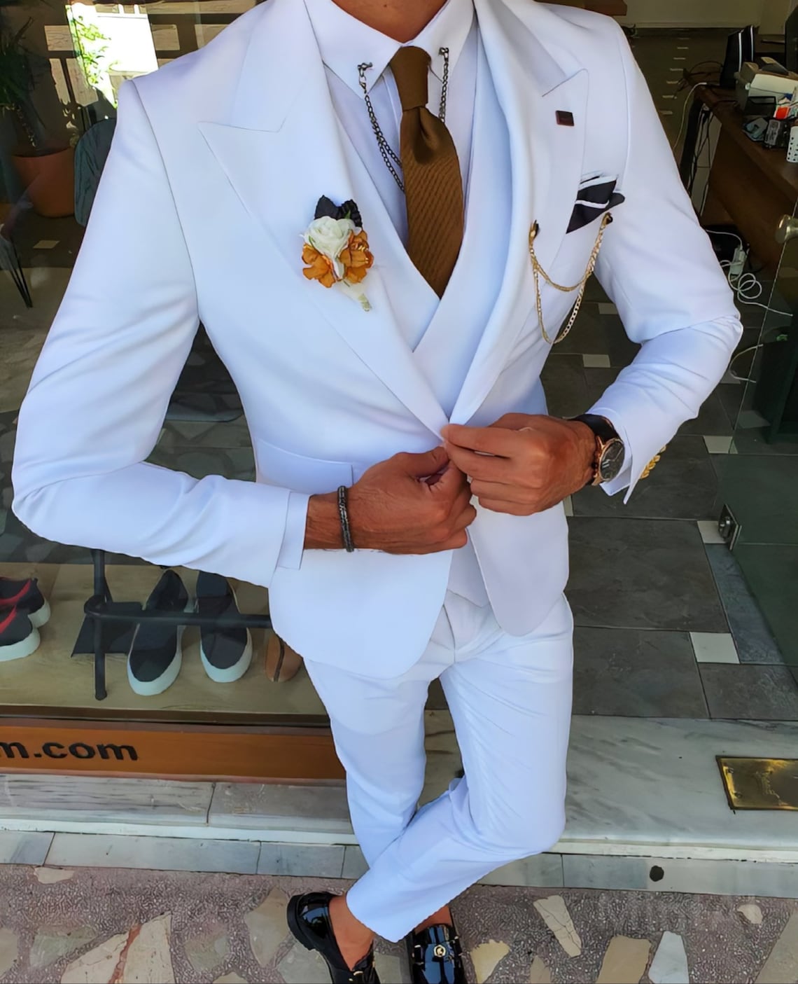 Luxury Men White Suits Wedding Stylish Fashion Slim Fit 3 Etsy