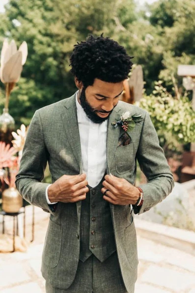 Men Luxury Suits 3 Piece Sage Green Suits Men Formal Suits - Etsy