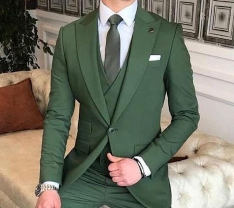 Men Green Suits 3 Piece Green Wedding Men Suits Groom Suits Etsy