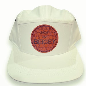 Golf Hat - Leather Patch 5 Panel : Birdie, Par, BOGEY