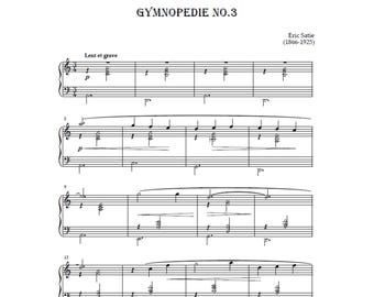 Gymnopédie No. 3 – Erik Satie | Printable Piano Sheet Music (PDF)