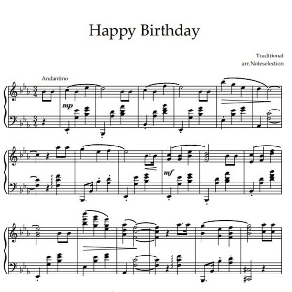 Happy Birthday – Klaviersolo (Noten PDF)